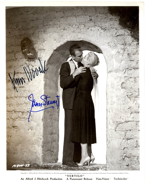 Jimmy Stewart & Kim Novak Signed 8'' x 10'' Photo From ''Vertigo'' -- With JSA COA
